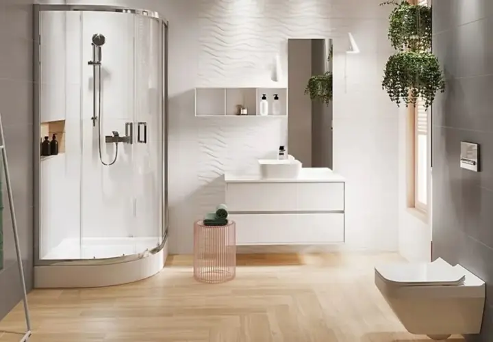 Nowoczesna łazienka 5m2: prysznic, umywalka, WC. Koszt remontu łazienki 5m2 robocizna – szacunkowy.