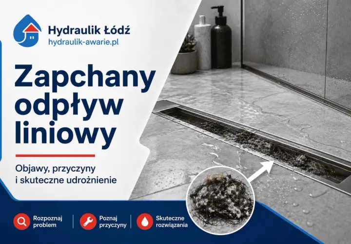 Zapchany odpływ liniowy w prysznicu? Zobacz, jak odetkać prysznic i poznać przyczyny problemu. Skuteczne rozwiązania od Hydraulik Łódź.