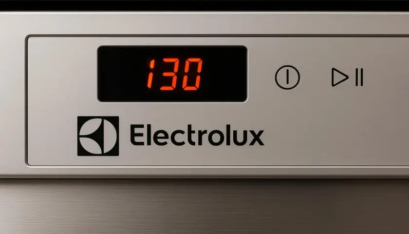 Zmywarka Electrolux wyświetla błąd i30. Czerwony wyświetlacz pokazuje kod błędu, sygnalizując problem.