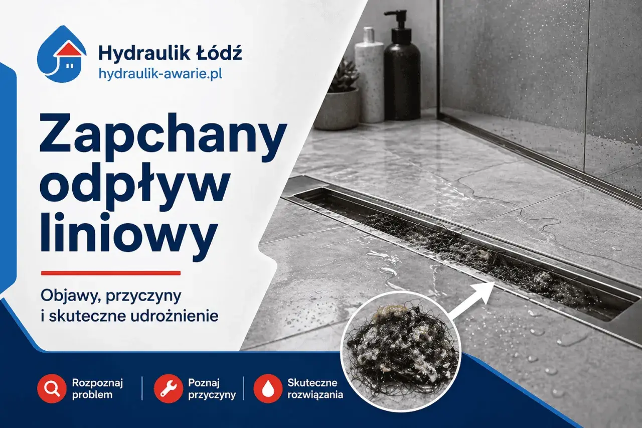 Zapchany odpływ liniowy w prysznicu? Zobacz, jak odetkać prysznic i poznać przyczyny problemu. Skuteczne rozwiązania od Hydraulik Łódź.